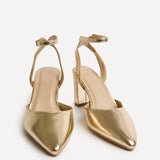 Rendall Gold Faux Leather Court Heels