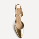 Rendall Gold Faux Leather Court Heels