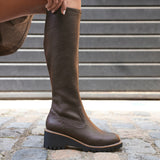 Resist Brown Wedge Long Boots