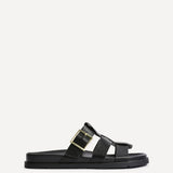 Restore Black Faux Leather Slip-On Gladiator Sandals