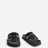 Restore Black Faux Leather Slip-On Gladiator Sandals