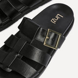 Restore Black Faux Leather Slip-On Gladiator Sandals