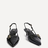 Retro Black Patent Kitten Court Heels