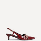 Retro Burgundy Patent Kitten Court Heels