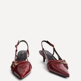 Retro Burgundy Patent Kitten Court Heels