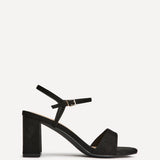 Reveal Black Faux Suede Block Heeled Sandals