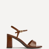 Reveal Brown Faux Leather Block Heeled Sandals