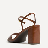 Reveal Brown Faux Leather Block Heeled Sandals