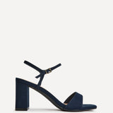 Reveal Navy Faux Suede Block Heeled Sandals