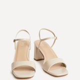 Reveal Nude Faux Leather Block Heeled Sandals