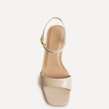 Reveal Nude Faux Leather Block Heeled Sandals
