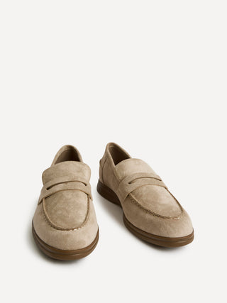 Review Beige Faux Suede Classic Loafer