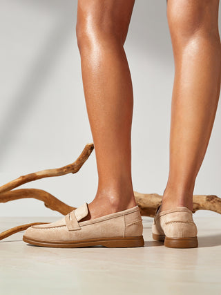 Review Beige Faux Suede Classic Loafer