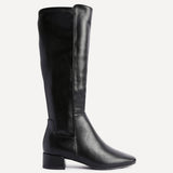 Revolve Black Faux Leather Block Heel Long Boots