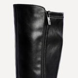 Revolve Black Faux Leather Block Heel Long Boots