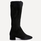 Revolve Black Faux Suede Block Heel Long Boots