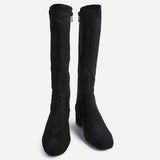 Revolve Black Faux Suede Block Heel Long Boots