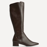 Revolve Brown Faux Leather Block Heel Long Boots