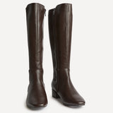 Revolve Brown Faux Leather Block Heel Long Boots