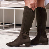 Revolve Brown Faux Suede Block Heel Long Boots