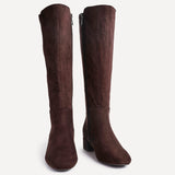Revolve Brown Faux Suede Block Heel Long Boots