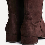 Revolve Brown Faux Suede Block Heel Long Boots