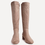 Revolve Mocha Faux Suede Block Heel Long Boots