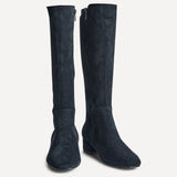 Revolve Navy Faux Suede Block Heel Long Boots