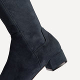 Revolve Navy Faux Suede Block Heel Long Boots