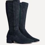 Revolve Navy Faux Suede Block Heel Long Boots