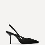 Rhea Black Scuba Sling Back Court Heels