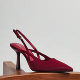 Rhea Burgundy Scuba Sling Back Court Heels