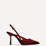 Rhea Burgundy Scuba Sling Back Court Heels