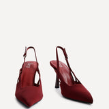 Rhea Burgundy Scuba Sling Back Court Heels