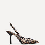 Rhea Leopard Print Sling Back Court Heels