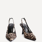 Rhea Leopard Print Sling Back Court Heels