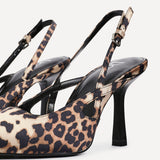 Rhea Leopard Print Sling Back Court Heels