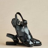 Rhoda Black Flat Fisherman Sandals