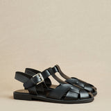 Rhoda Black Flat Fisherman Sandals