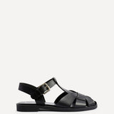 Rhoda Black Flat Fisherman Sandals