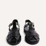 Rhoda Black Flat Fisherman Sandals
