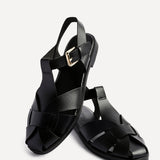 Rhoda Black Flat Fisherman Sandals