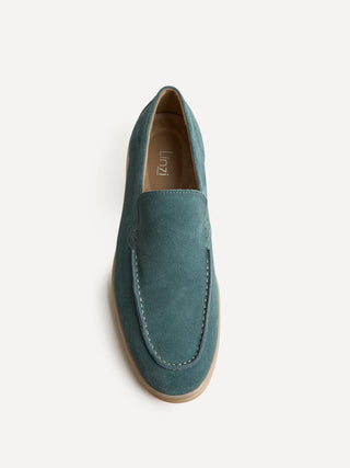 Rino Mens Blue Suede Leather Loafers