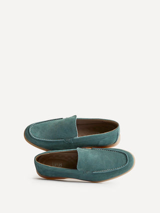 Rino Mens Blue Suede Leather Loafers