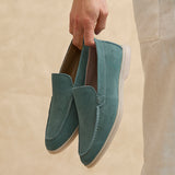 Rino Mens Blue Suede Leather Loafers