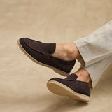 Rino Mens Brown Suede Leather Loafers