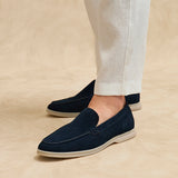 Rino Mens Navy Suede Leather Loafers