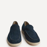 Rino Mens Navy Suede Leather Loafers