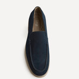 Rino Mens Navy Suede Leather Loafers