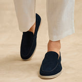 Rino Mens Navy Suede Leather Loafers